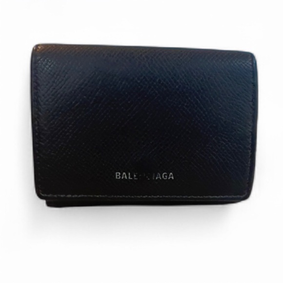 Balenciaga Other - Balenciaga Textured Black Leather Trifold Wallet